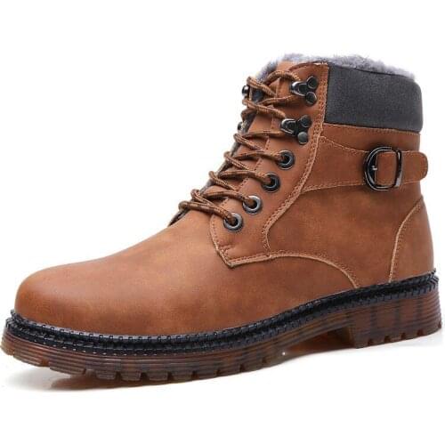 2020 New Leather Men Boots Fahsion Snow Boot Men Ankle Boots Men Boots For Men Shoes With Fur Keep Warm Work Shoes Size 39-47