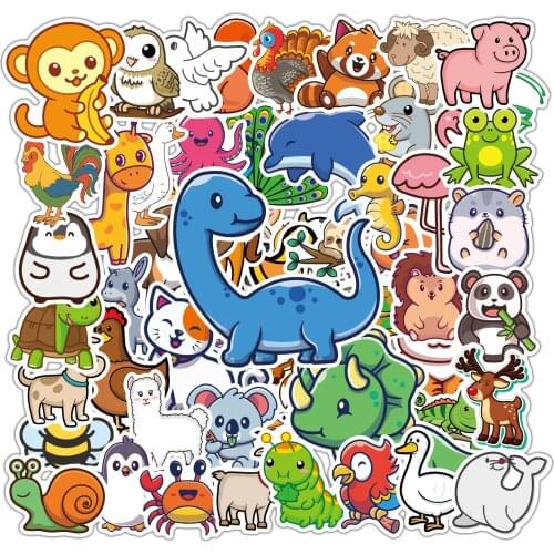 Cute Animal Stickers Cartoon Whale Dinosaur Cats Dogs Stickers Decal on Kids Laptop Reward Summer VSCO Girl Sticker Scrapbooking