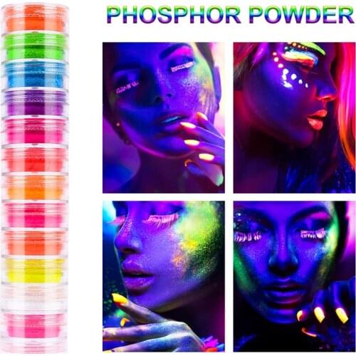 12 box Neon Effect Sparkly Gradient Nail Art Glitter Powder DIY Decoration UV Gel Polish Dust Manicure Pigment