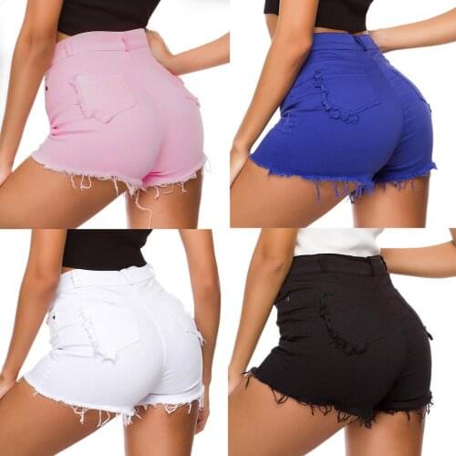 Sexy Slim Denim Shorts Women High Waist Fur-lined Short Jeans Female Hotpants Beach Party Vacation Casual Wear