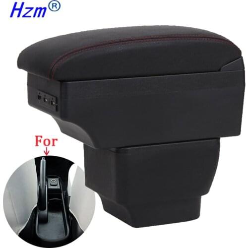 For Mazda 2/Demio Armrest box PU Leather Center Centre Console Storage Box with USB LED