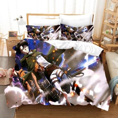 Anime Bedding Set Attack On Titan 3d Duvet Cover Sets Comforter Bed Linen Twin Queen King Single Size Luxury Fashion Kids Gift
