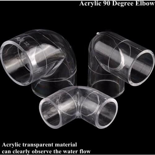 16~32mm Transparent Acrylic Pipe Plexiglass Aquarium Fish Tank 90° Elbow Joint Garden Watering Irrigation Water Tube Connector