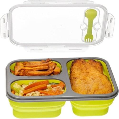 Silicone Collapsible Portable Lunch Box Large Capacity Bowl Lunch Bento Box Folding Lunchbox Eco-Friendly
