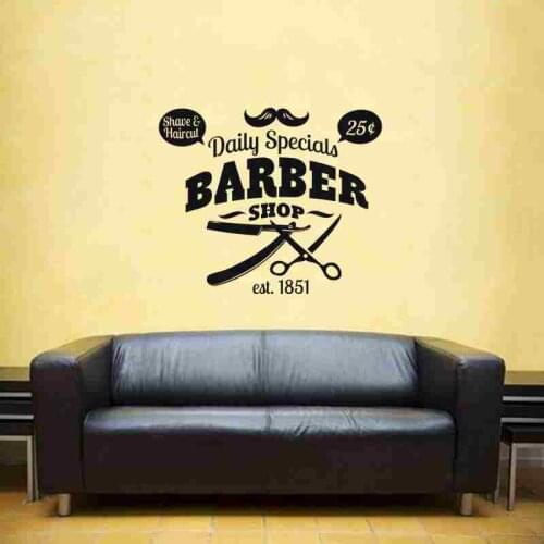 Barber Shop Sticker Customized Chop Bread Decal Posters Vinyl Wall Art Decor Windows Decoration Haircut Shavers Decals
