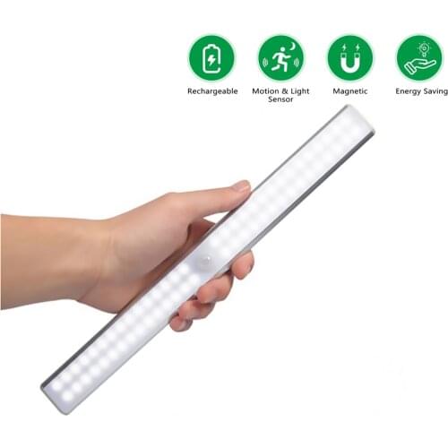 24/30/40/60LEDs LED Lights For Stair With Sensor Rechargeable Magnetic Motion Sensor Light Under Cabinet Lights Kitchen Closet