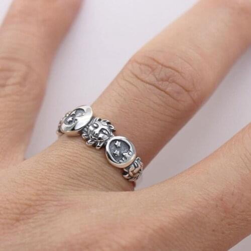 Vintage Silver Color Sun Moon Star Rings For Women Men 2021 Trend Female Ring Jewelry Gift