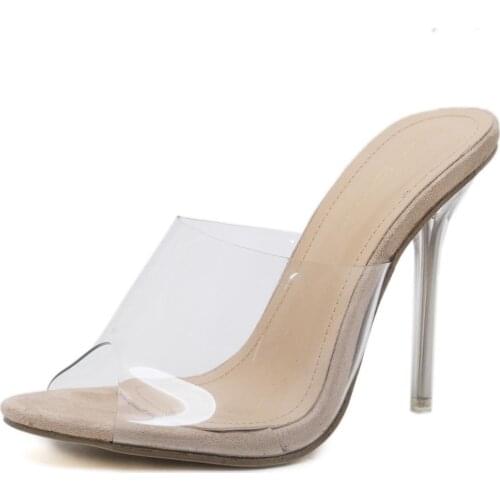 CJDLY Summer PVC Womens Sandals Jelly Slippers Open Toe High Heels Women Transparent Perspex Slippers Shoes Heel Clear Sandals