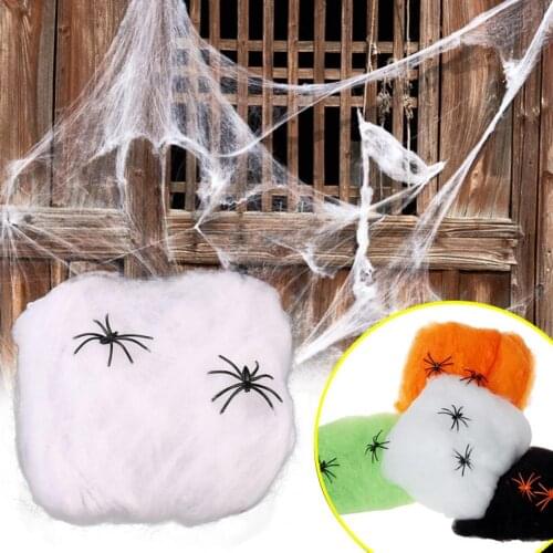 1pcs Spider Web Solid Color Decorative Artificial Spider Web and Spiders for Halloween Party Favors Holiday DIY Decorations