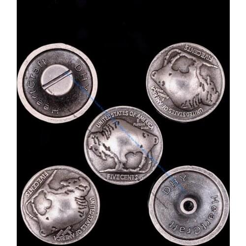 10X Antique Silver Buffalo Nickel Head Screw Back Concho for Belt Leathercraft Accessories Luggage Bag Hardware Decor