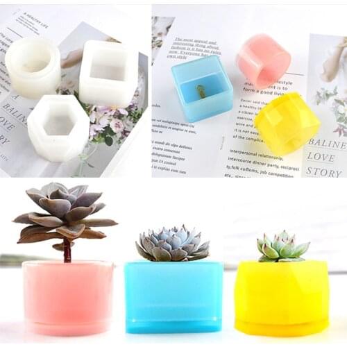 3 Pcs Flower Pot Pen Holder DIY Silicone Mold Jewelry Making Cube Resin Casting Mould Craft Tool New