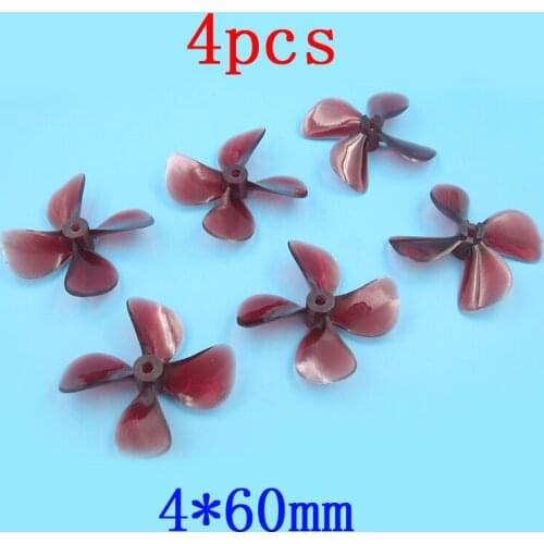 4 Pieces High-strength 4*60mm Four-leaf Full Immersion Paddle Ship Model Positive/Negative PC Propeller for DIY RC Feeding Boat