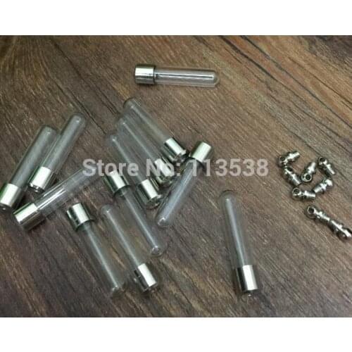 50pcs/lot screw cap glass Vial Pendants LARGE TUBES rice vial charm Miniature Wishing Bottle Glass clear Perfume essential oil