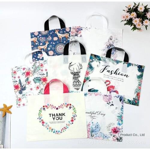 50pcs/pack Thick High-Grade Plastic Bag Clothing Bag Gift Packaging Shopping Plastic Bags Wholesale (Custom Logo 200pcs)