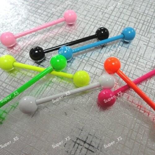 50PCS Whole Jewelry Lots Color Noctilucous Lip Belly Eyebrow Ear Barbell Piercing Plug Professional free shipping LB537
