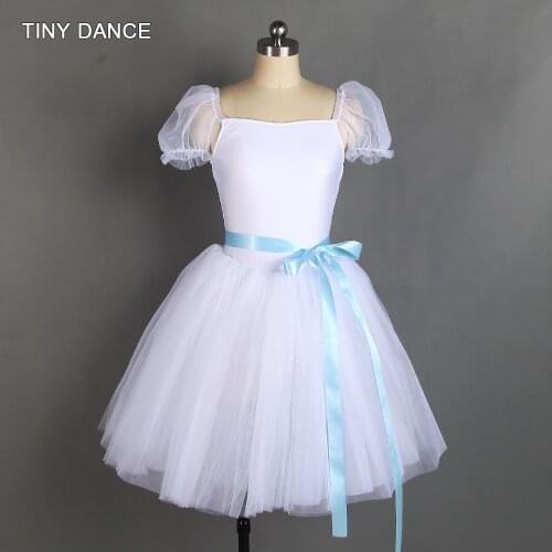 Puff Sleeve Ballet Dance Costume Spandex Leotard Bodice with Layers of Platter Tutu Skirt for Child & Adult Ballet Dancing 20174