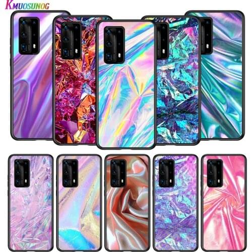 Glitter Iridescent Color for Huawei P50 40 P30 P20 P10 Pro Lite E Plus 4G 5G P9 P8 Lite P Smart Z S Soft Black Phone Case