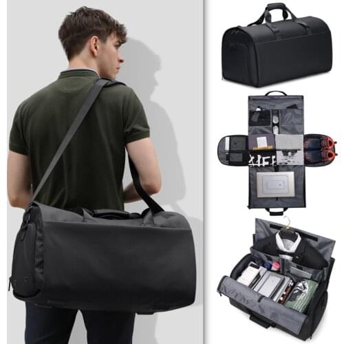 High Quality Big Travel Duffel Bag Men Large Shoulder Folding Travel Bag Shoe Pouch Hand Bag Trip Suit Storage Weekend Bag Black