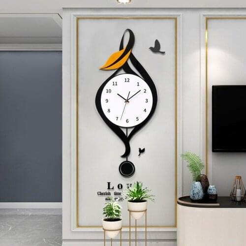 Large Wall Clock Living Room Modern Design Atmospheric Living Room Wall Clock Nordic Light Luxury Pendulum Clock Modern Decor