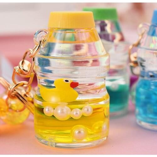 Acrylic Oil Mini Floating Seabed Animal Keychain Colorful Leather Rope Quicksand Keyring Bag Car Pendant Charm Key Chain Gifts