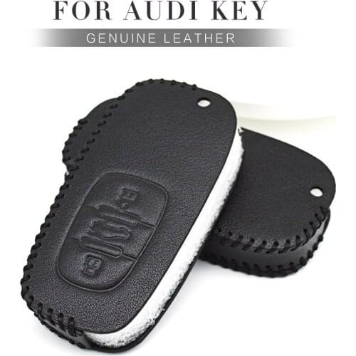 Real Leather Remote Car Key Cover Case for Audi A1 A3 BP 8V 8L A5 A6 C5 C6 A4L A7 A8 A4 B5 B6 B7 B8 B9 Quattro Q2 Q3 Q5 Q7 TT