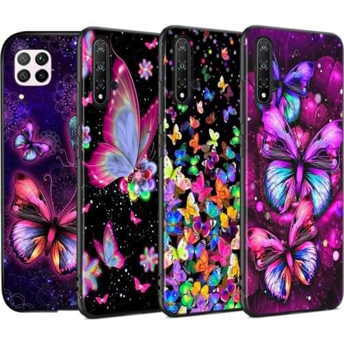Beautiful Butterfly Silicone Soft Cover For Huawei Nova 8 7 6 SE 5T 7i 5i 5Z 5 4 4E 3 3i 3E 2i Pro Black Phone Case