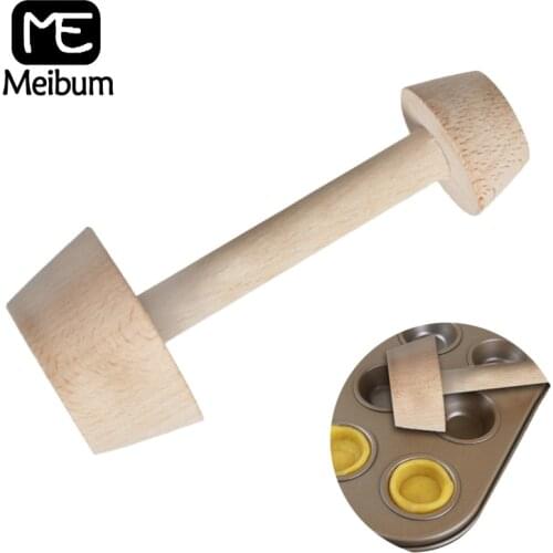 Meibum Wood Tart Tamper Mold DIY Cake Pastry Pusher Kitchen Baking Tools Double Side Wooden Egg Tart Mould