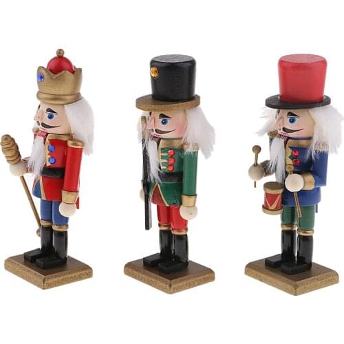 3Pcs/Set 15cm Wooden Nutcracker Doll Soldier Handicrafts Puppet Ornaments for Christmas Gift