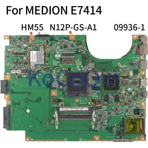 For MEDION E7414 Notebook Mainboard 09936-1 HM55 N12P-GS-A1 DDR3 Laptop Motherboard