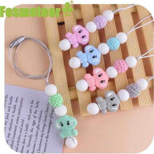 Fosmeteor Silicone Beads Silicone Beads Cute Elephant Toddler Infant Baby Necklace Teething Toys Mom Necklace for Newborn