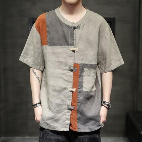 Summer Chinese Style Linen Short Sleeve Oversized Print T-Shirt Men Hip Hop Fashions Tee Streetwear Harajuku T Shirt Male 30292