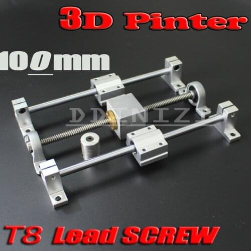 HOT sale 3D Printer guide rail sets T8 Lead screw length 100mm + linear shaft 8*100mm + KP08 SK8 SC8UU+ nut housing +coupling