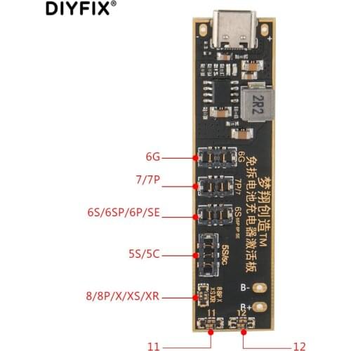 DIYFIX Battery Activation Fast Charging Tools C-001 For iPhone 12 11 Pro Max X XS Max XR 6 6S 7 8 5S Phones Battery Repair Tool