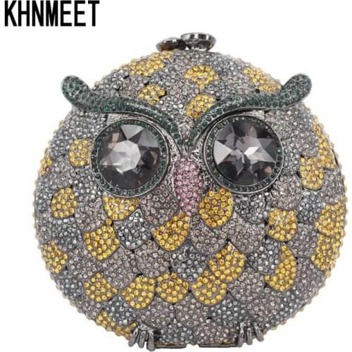 Luxury Diamond Crystal Clutches Evening Bag Owl Party Bag Women Wedding Bag Chain Prom Purse Clutch Bag SC244