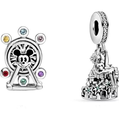 Colorful Ferris Wheel Charm 100% Real 925 Sterling Silver Castle Charms Fit Original Bracelet Diy Jewelry
