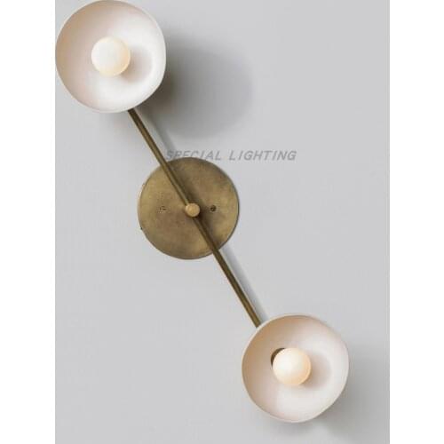 Minimalist personality living room background wall Nordic bedroom copper bedside lamp American country retro wall lamp