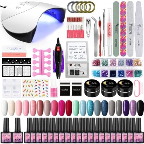 COSCELIA Gel Nail Polish Set With 36W UV Dryer Lamp Kit 10/12/20pcs Nail Polish Kit Nail drill Machine Tools For Manicures Set