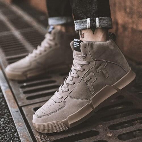 New Fashion Sneakers Mens High help Casual Shoes Comfortable Non-slip Shoes Brand High Top Trend suede Men Shoes