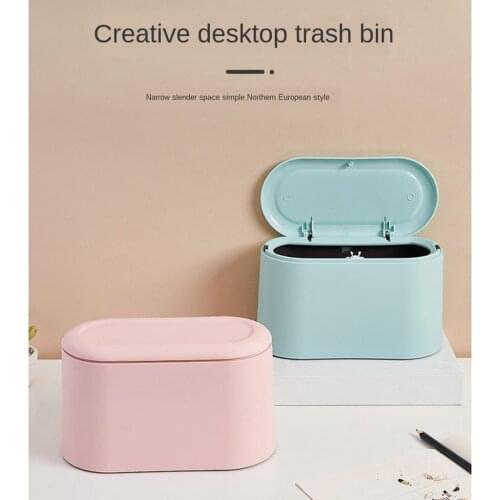 Office Desktop Wastepaper Trash Can Mini Trash Bin Garbage Bin Set with Lid 0.26kg