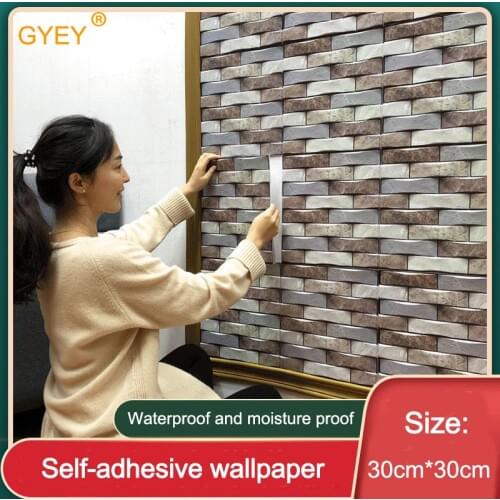 3D Self-adhesive Wallpaper Brick Pattern Wall Sticker Waterproof TV Background Wall Brick Pattern Living Room Kitchen Bathroom