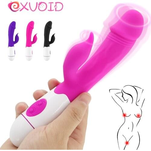 EXVOID Silicone G-spot Massager Rabbit Vibrators Female Masturbation AV Stick Sex Toys for Women Dildo Vibrator Realistic Penis