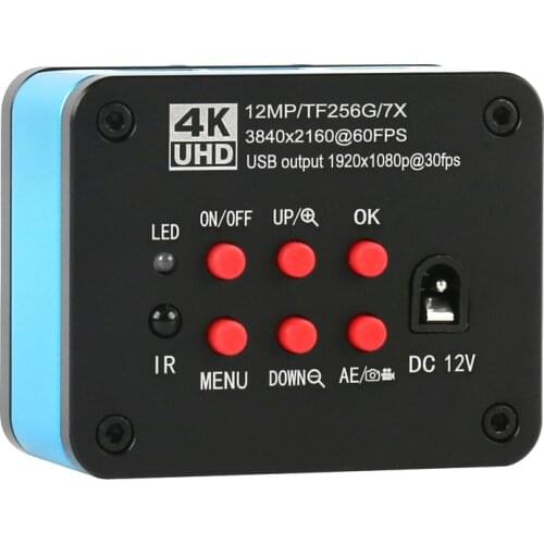 12MP 4K 1080P SONY 1/2.33 IMX HDMI USB Industrial TF Video Video Microscope Camera + 180X C-MOUNT Lens for Phone PCB Soldering