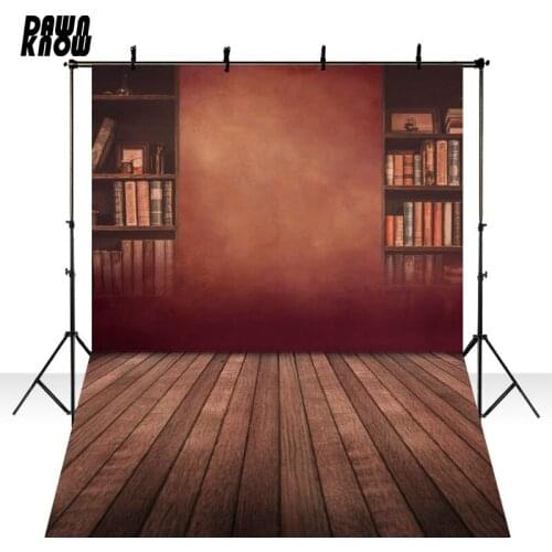 DAWNKNOWVinyl Indoor Bookshelf Photography Background Vintage Brown Texture Wall Polyester Backdrops For Photo Studio lv1044