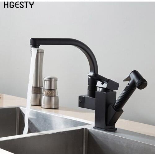Pull Out Sprayer Head Kitchen Faucet 360 Degree Rotation Spout Vanity Sink Faucet Single Handle Cold Hot Water Mixer Tap Crane