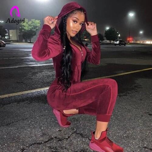 Velvet Women 2 Piece Set Solid Long Sleeve Zipper Fly Coat + High Waist Jogging Pants Matching Set 2021 Autumn Workout Tracksuit