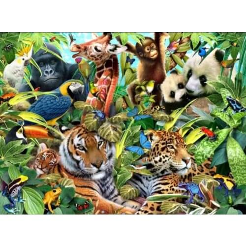 Animal Cross Stitch Art Oil Painting Needlework 14CT Canvas Unprinted Handmade Embroidery Cross Stitch Kits Set DIY Home Decor