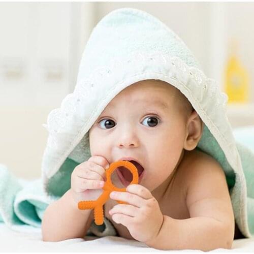 1PC Cartoon People Chew Necklace Baby Silicone Teether Autism Sensory Chewy Toys