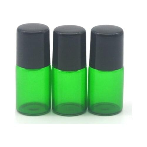 2ml Essential Oil Green Roller Glass Bottle Colorful Empty 2cc Refillable Roll-On Perfume Sample Container 3pcs