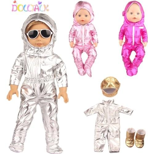 2021 New Individuality Space Flight Suit Fit For 43cm Baby Doll 17 Inch Ameican Doll 4 Colors Doll Clothes Accessories Toy