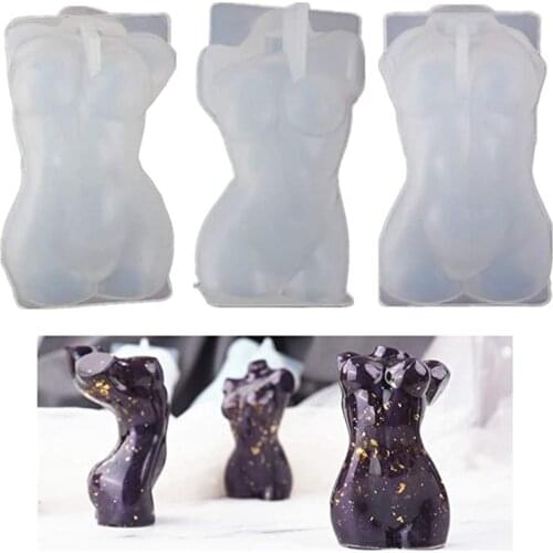 3PCS 3D Goddess Body Shape Silicon Mold,Sexy Model Body Stand Ornaments Resin Mold,High Gloss Mirror, Shiny Mold, Figure, Figuri